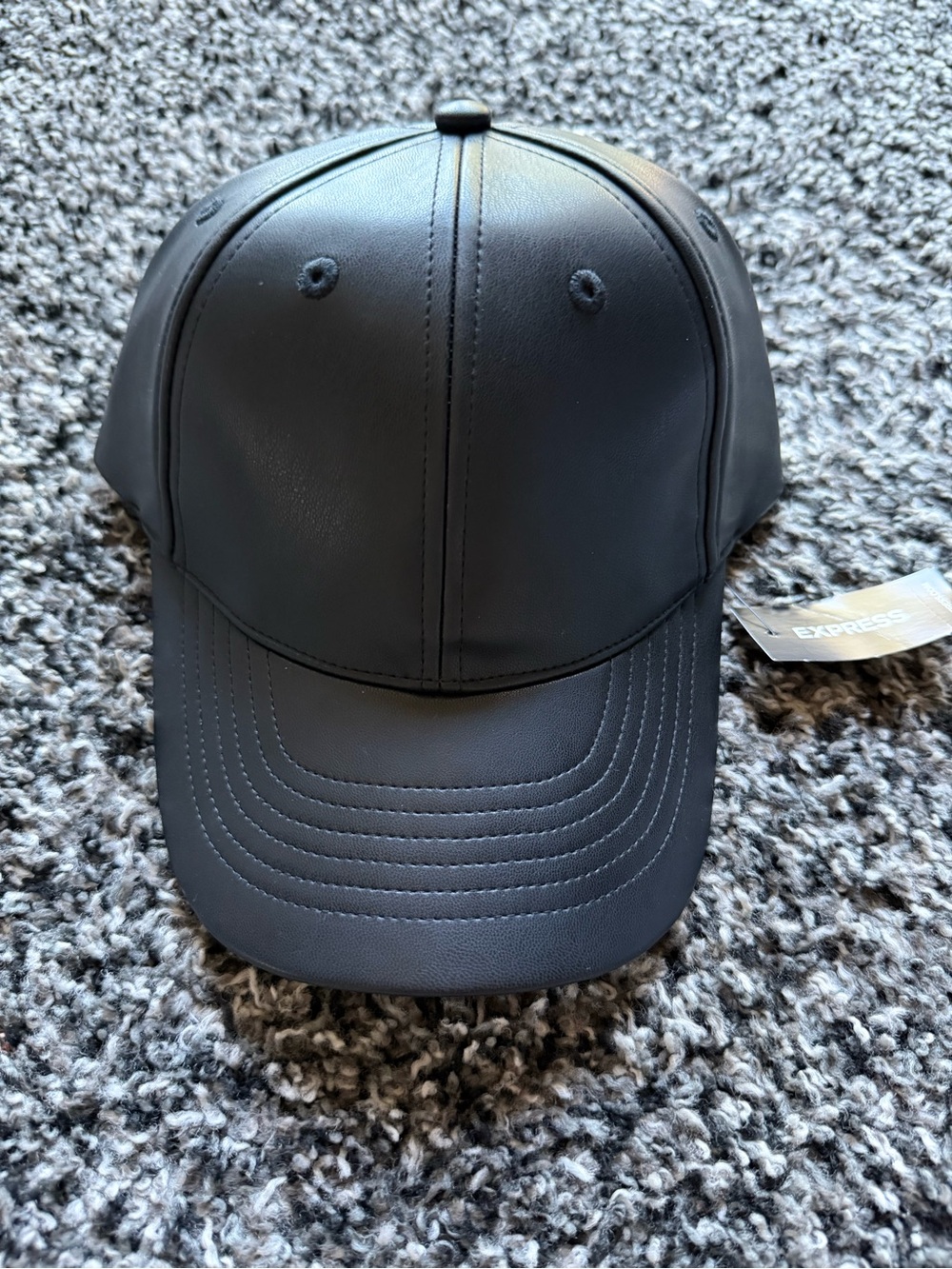 Express Black Faux Leather Women's Baseball Cap